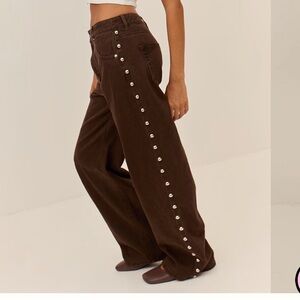 NWT PLT BROWN STUDDED JEANS